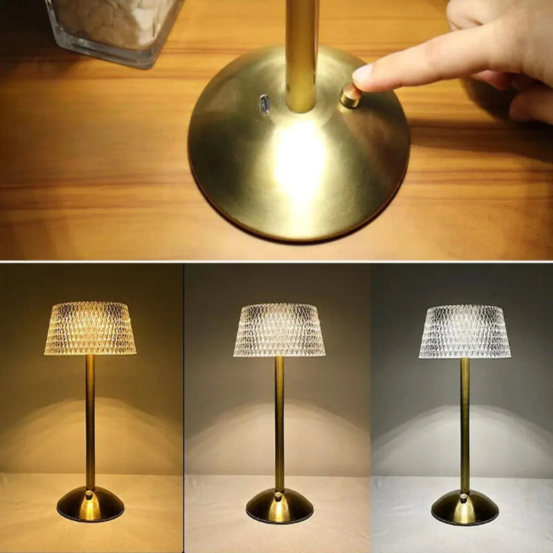 Nachttischlampe Glasschirm