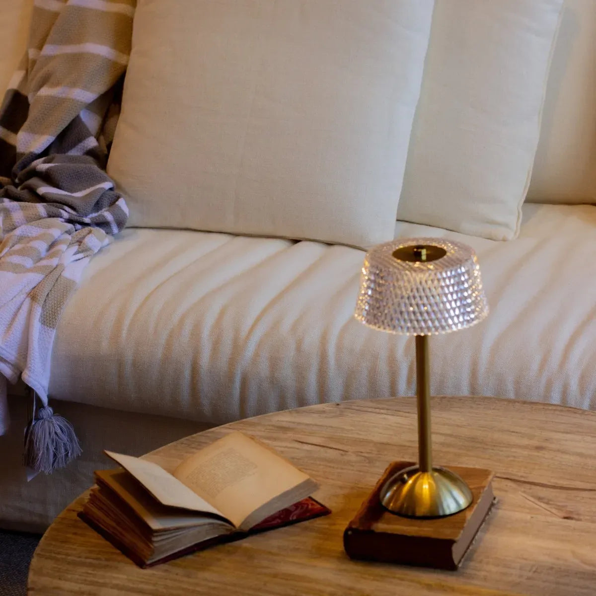 Nachttischlampe Kristall Gold