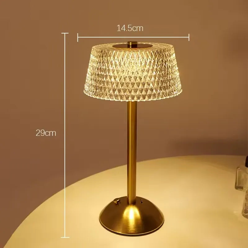 Nachttischlampe Kristall Gold