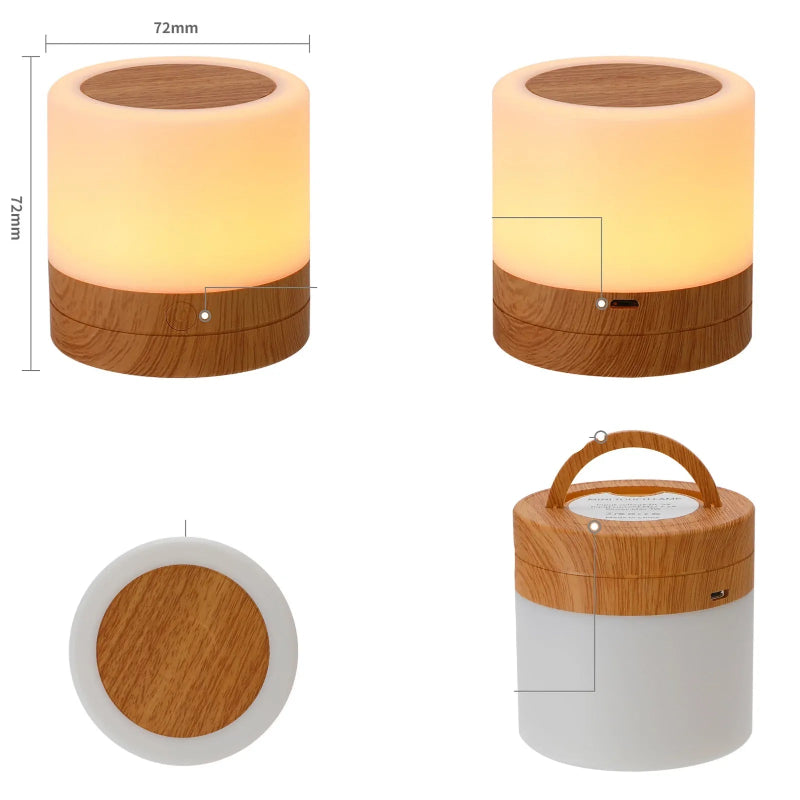 Nachttischlampe Touch Dimmbar Holz