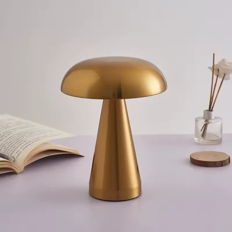 Pilzlampe Chrom gold