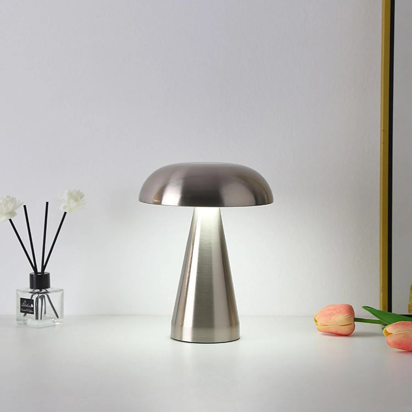 Pilzlampe Chrom silbern