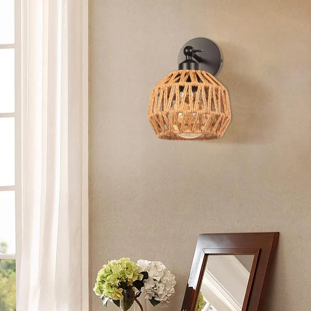 Wandlampe Rattan