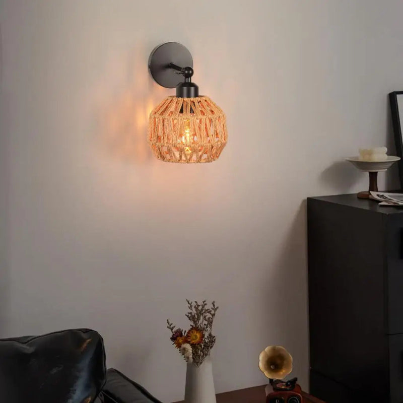 Wandlampe Rattan