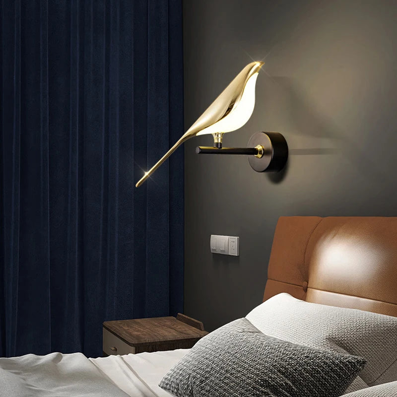 Wandlampe Vogel Gold