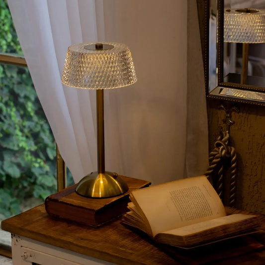 Nachttischlampe Kristall Gold