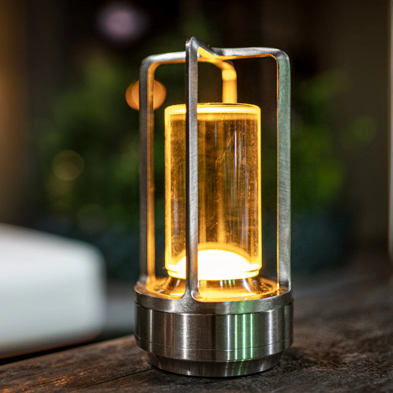 Nachttischlampe Metall Retro Silber