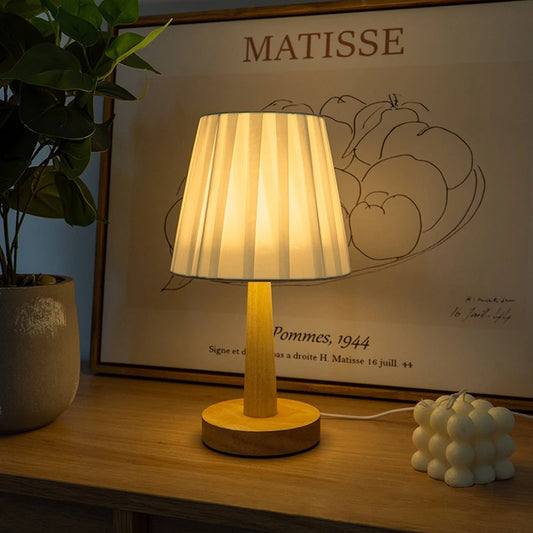 Nachttischlampe Plissee