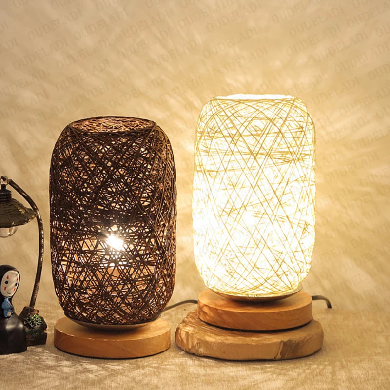 Nachttischlampe Rattan_1