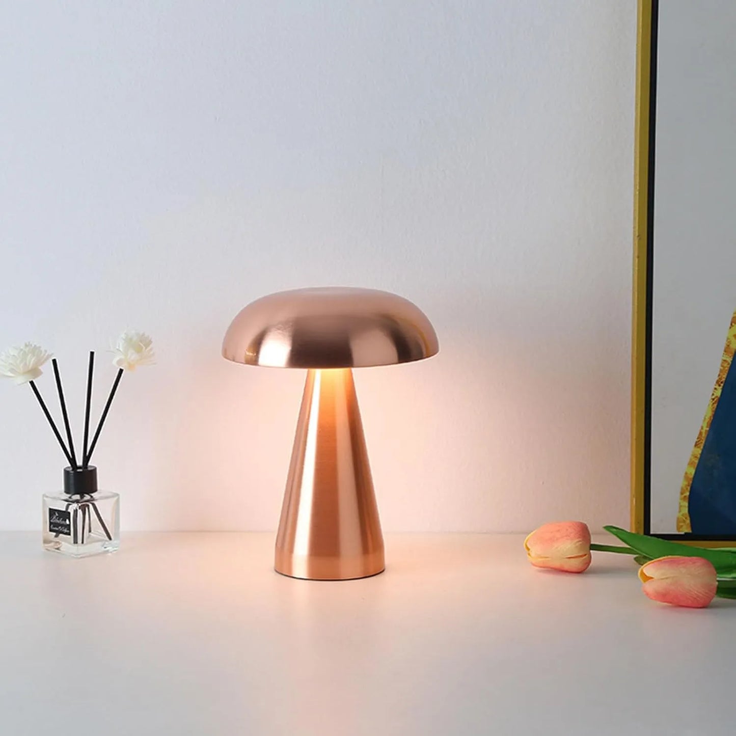 Pilzlampe Chrom rose gold
