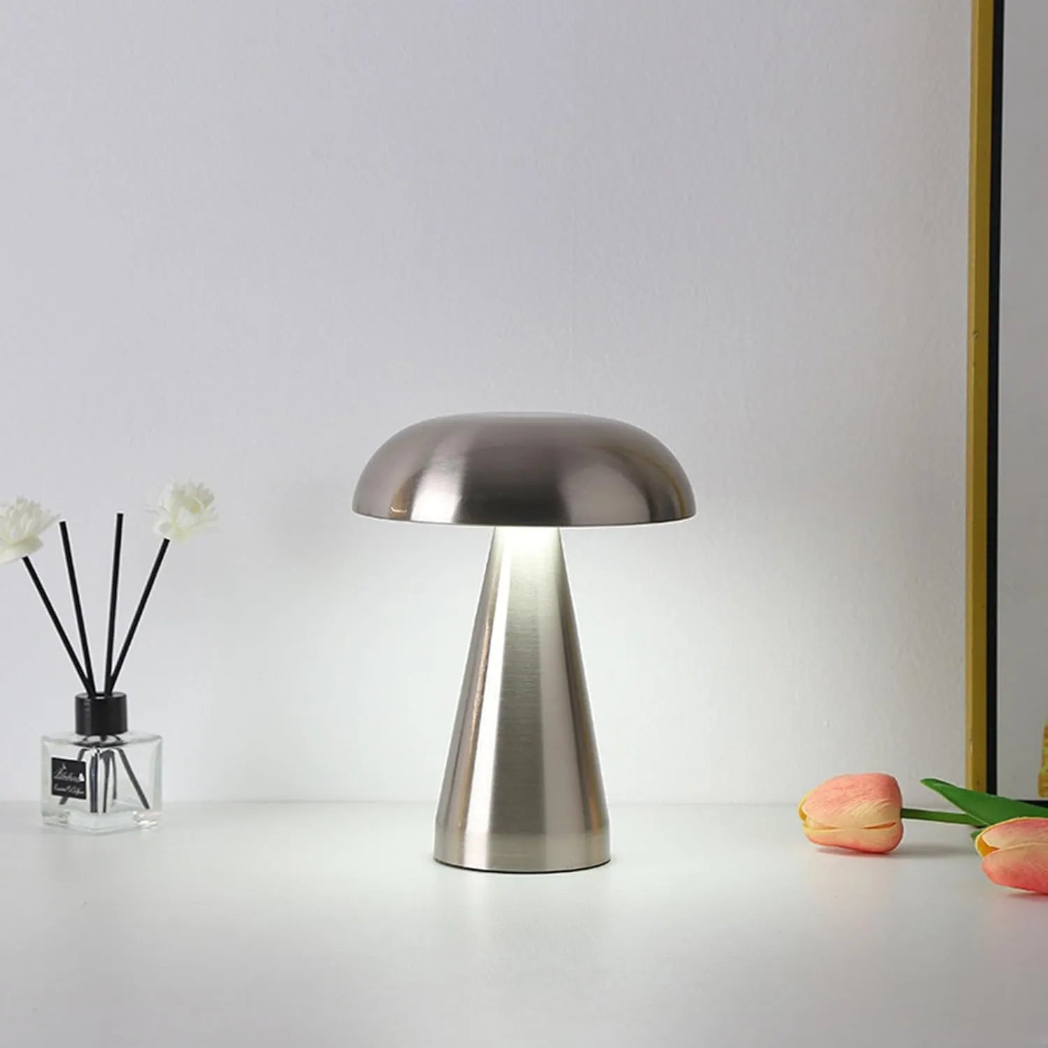 Pilzlampe Chrom silbern