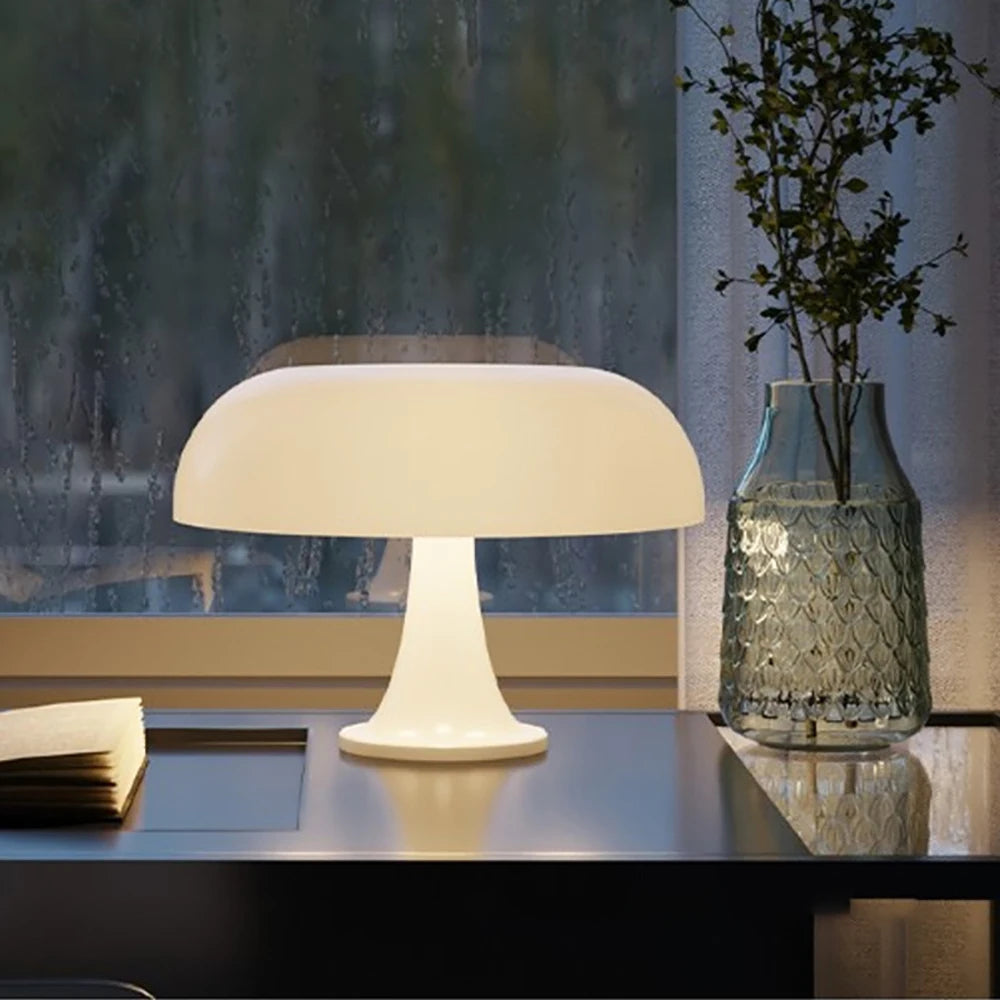 Pilzlampe Retro Weiss