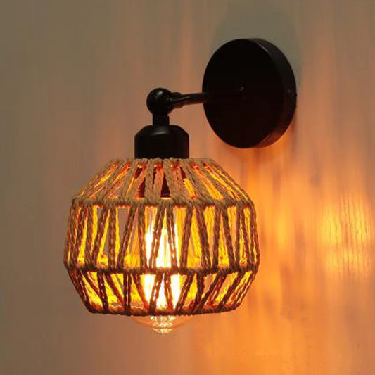 Wandlampe Rattan