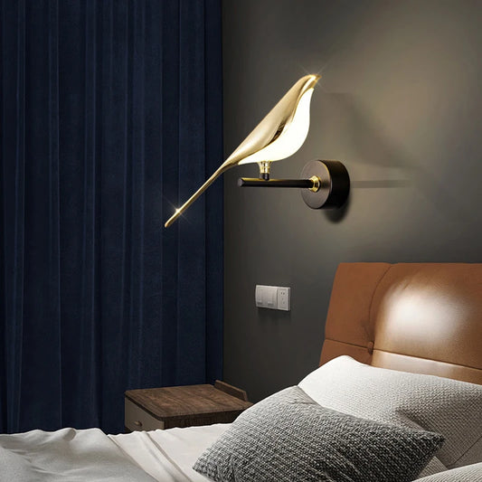 Wandlampe Vogel Gold